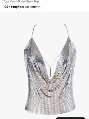 Chainmail Cowl Neck Tank Top - Silver